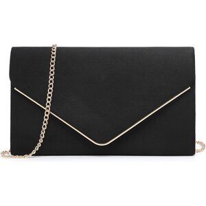 Luxury Faux Suede Party Clutch with Magnetic Closure & Chain Strap - 8.5" x 2"